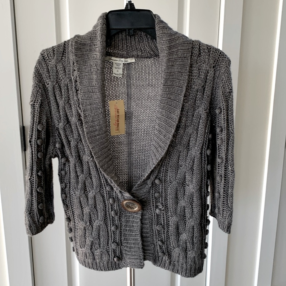 American Rag Gray Cable Knit Cardigan